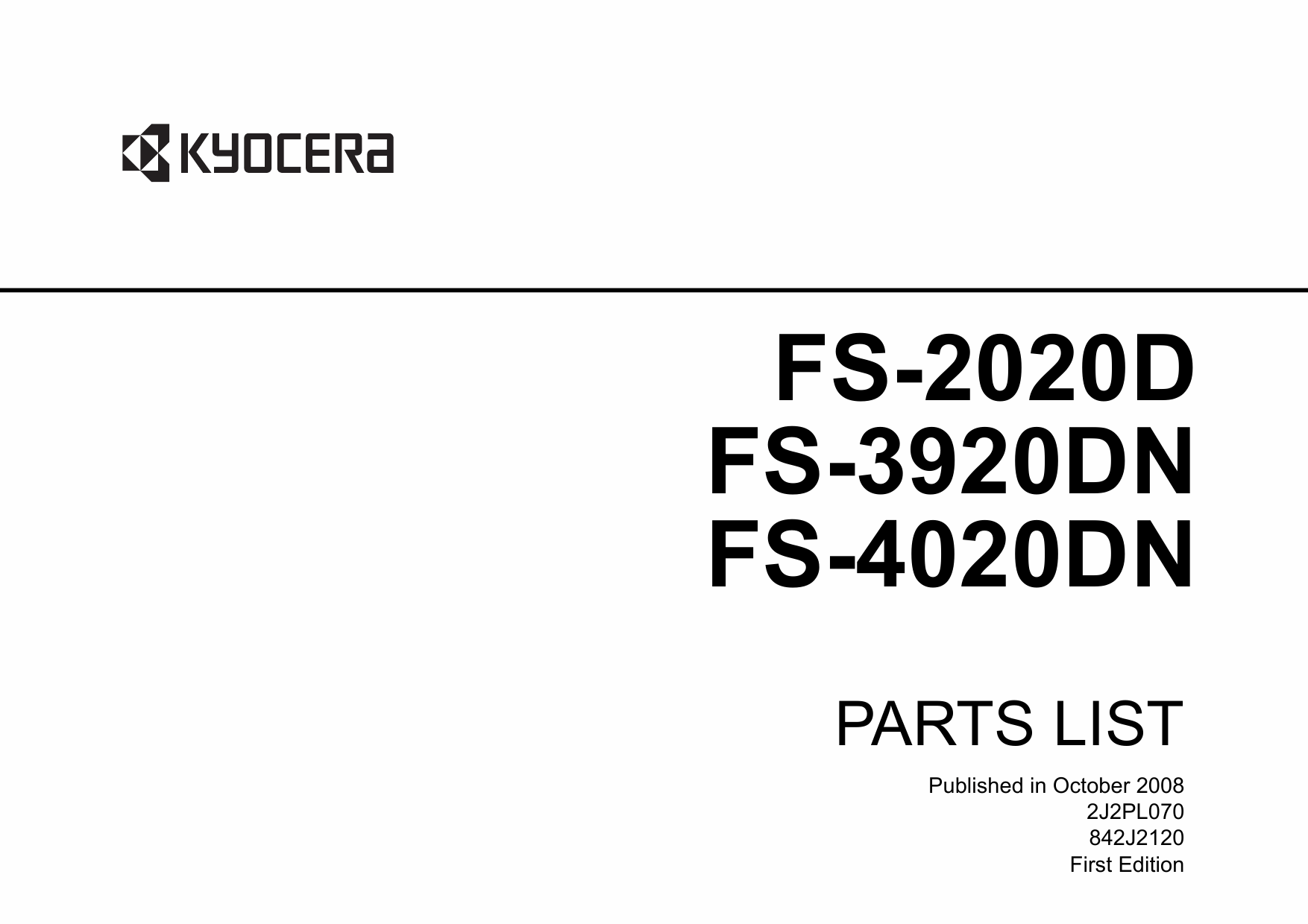 KYOCERA LaserPrinter FS-2020D 3920DN 4020DN Parts Manual-1